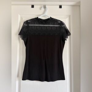 RW&CO. Black Lace Short Sleeve Tee